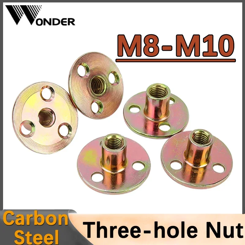 Lron Plate Nut Furniture Plywood On Lock Nut Sofa Foot Lock Galvanised Carbon Steel Three-hole Nut M8 M10