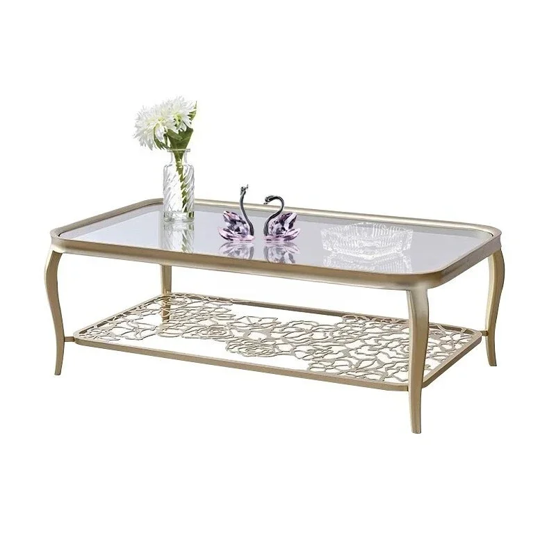 

North American tempered glass small apartment light luxury modern tea table, living room household small tea table