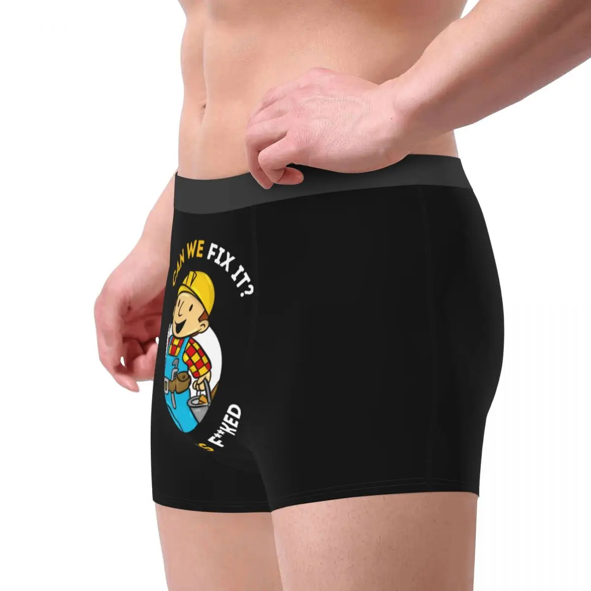 Men Bob The Builder Underwear Can We Fix It Funny Repair Man Hot Boxer Briefs Shorts Panties Homme Polyester Underpants S-XXL