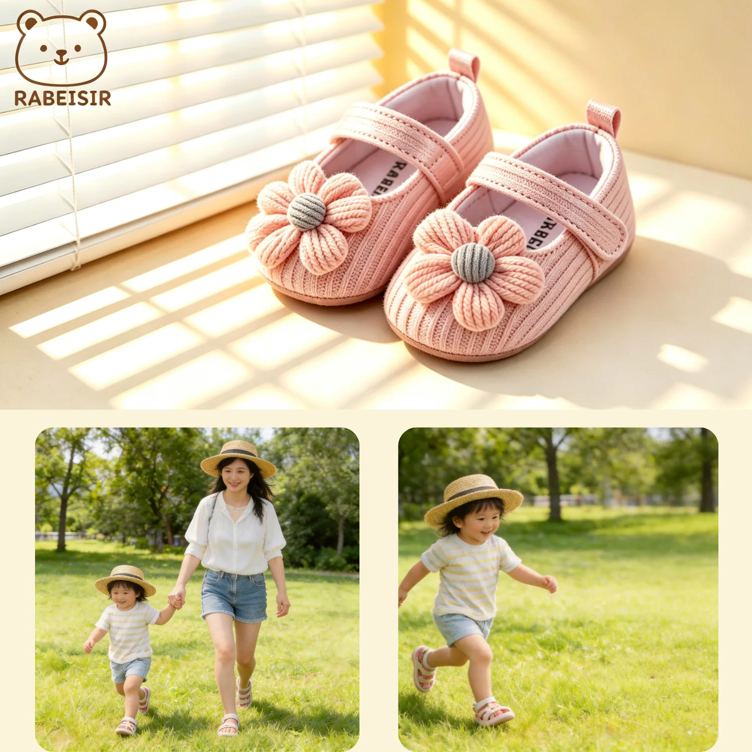 Niedliche Blumen-Mary-Jane-Flache Schuhe für Babys, trendige, leichte, weiche Schuhe für Party-Auftritte im Innen- und Außenbereich, Frühling – Detail 1