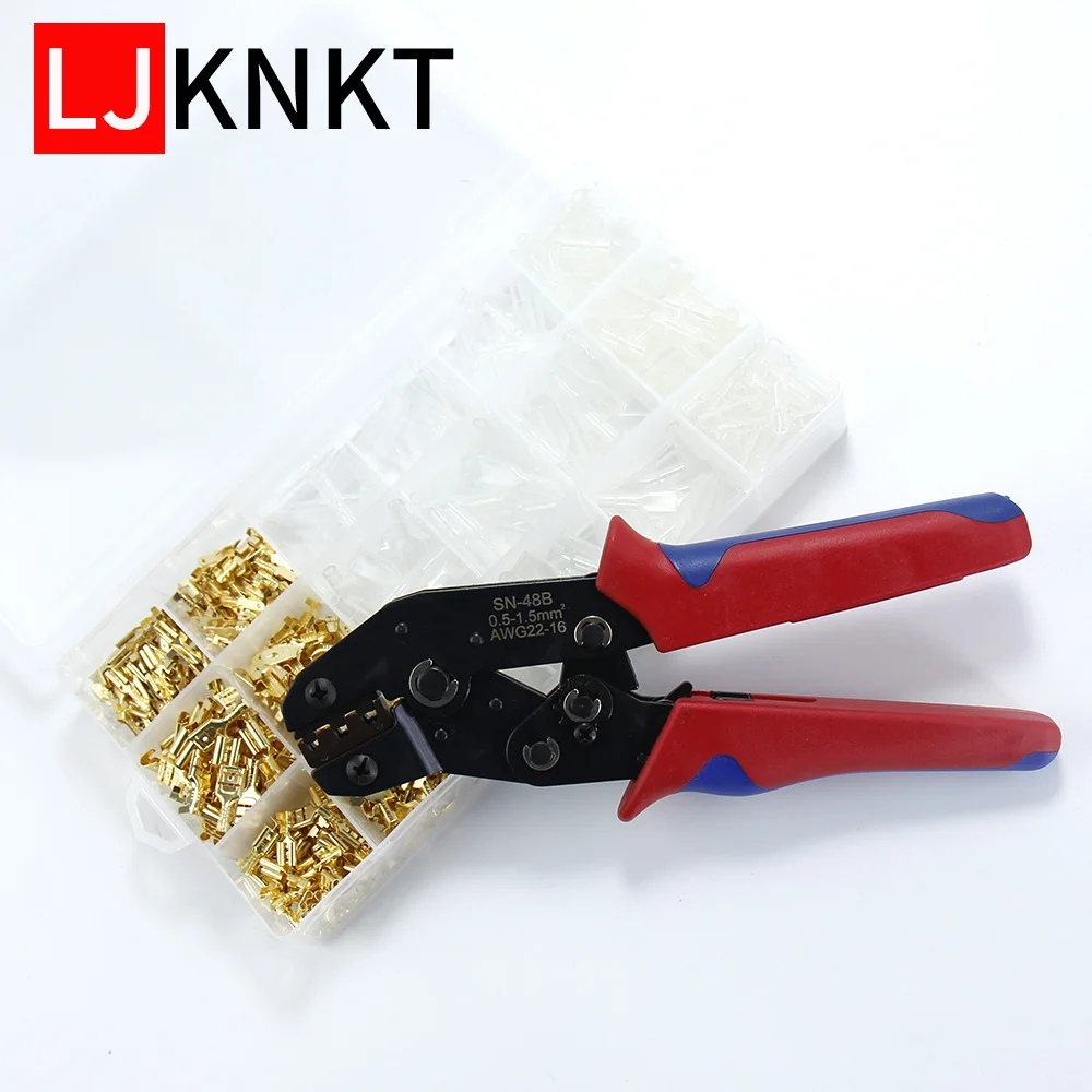 

SN-48B wire jaw terminals sets cold-pressed assorted para fio combination plug spring boxed connector cross crimping hand tool