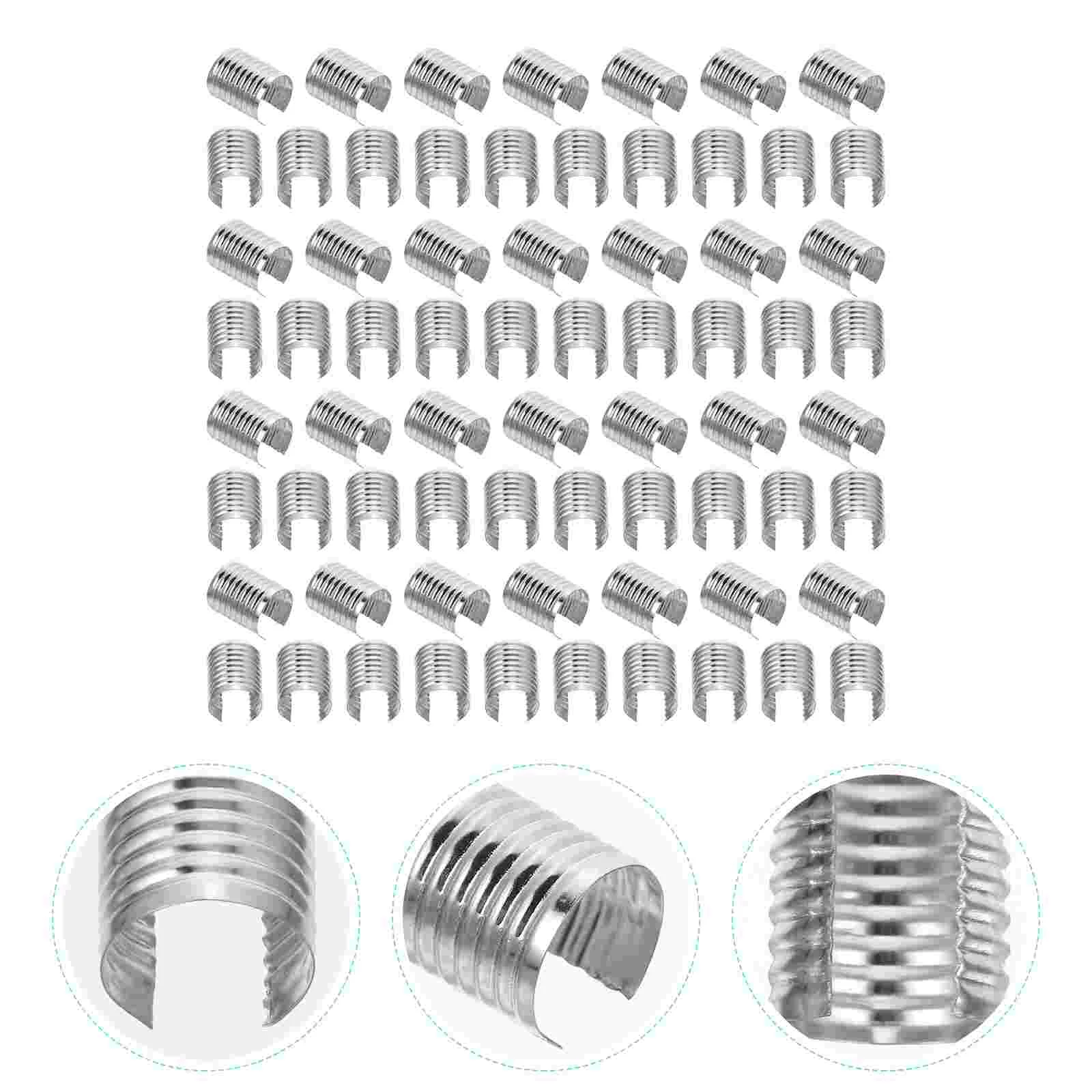 Clips de cordon à queue ouverte, 100 pièces, corde pliante, ouverture en fer, boucle métallique à sertir, fixation pliante de bureau