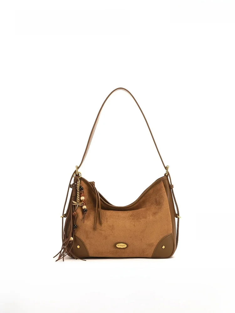 BROWN REDDRAGOY HOBO BAG LADIES NEW Faux Suede Slant Cross Large Capaci Tote Bag Women's oulder Bag Daily Use