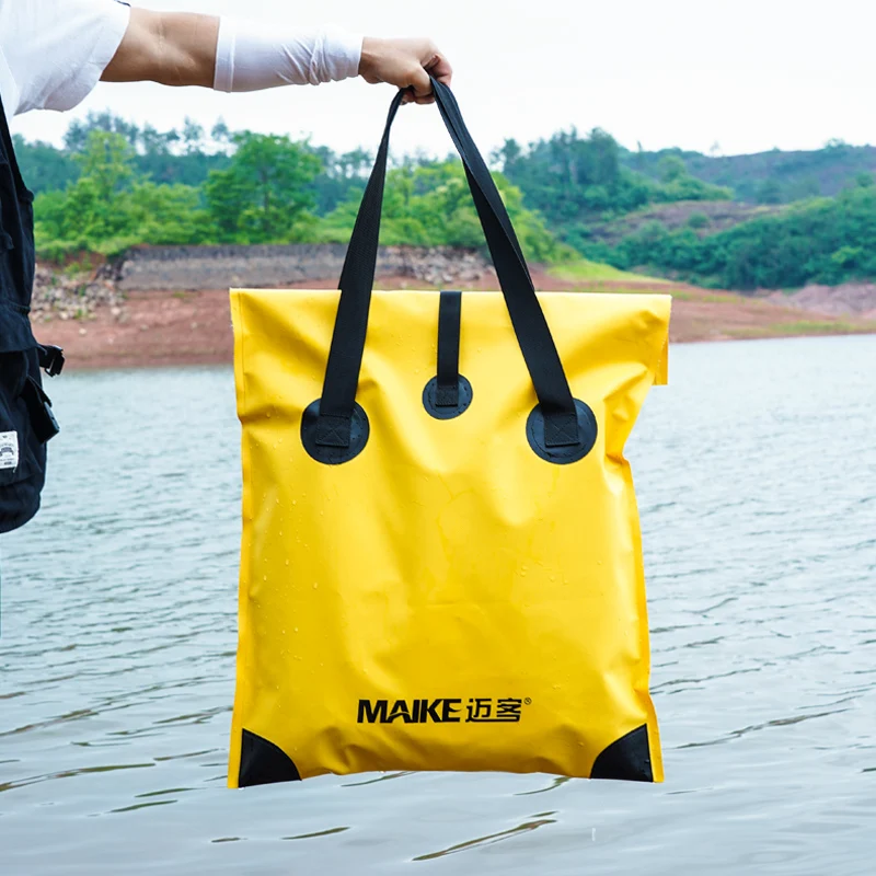 Maike حقيبة الصيد البلاستيكية متعددة الوظائف المحمولة قابلة للطي سعة كبيرة مقاوم للماء حقيبة الصيد حقيبة يد أداة حقيبة معدات صيد الأسماك
