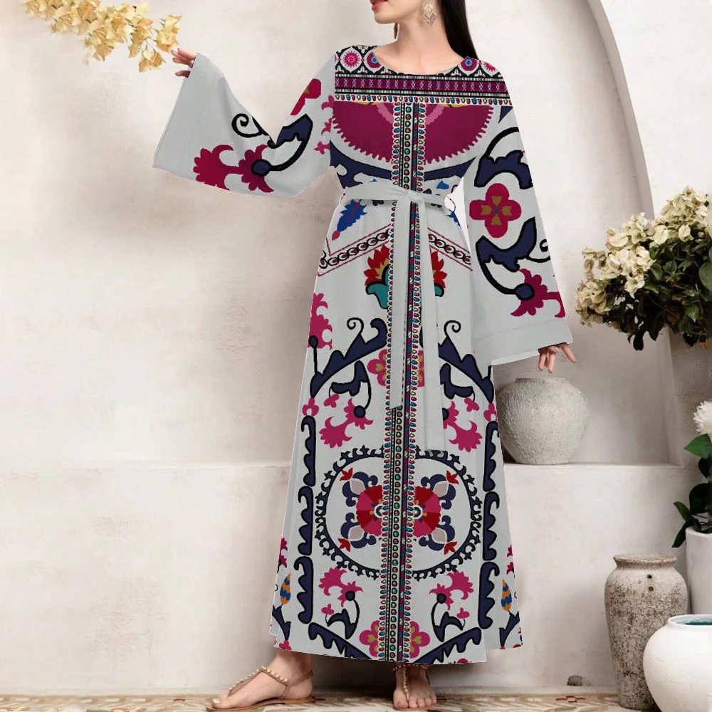 Fashion Ramadan Muslim Islam Abaya Dress Dubai Saudi Turkey Full Length Flare Sleeve Soft kaftan Moroccan Women Casual Robe