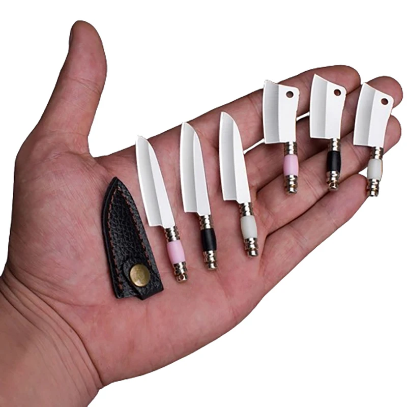 1Pcs Portable Mini Pocket Knives Small Stainless Steel Unpacking Knives Outdoor Camping Sharp Knife With Leather Case