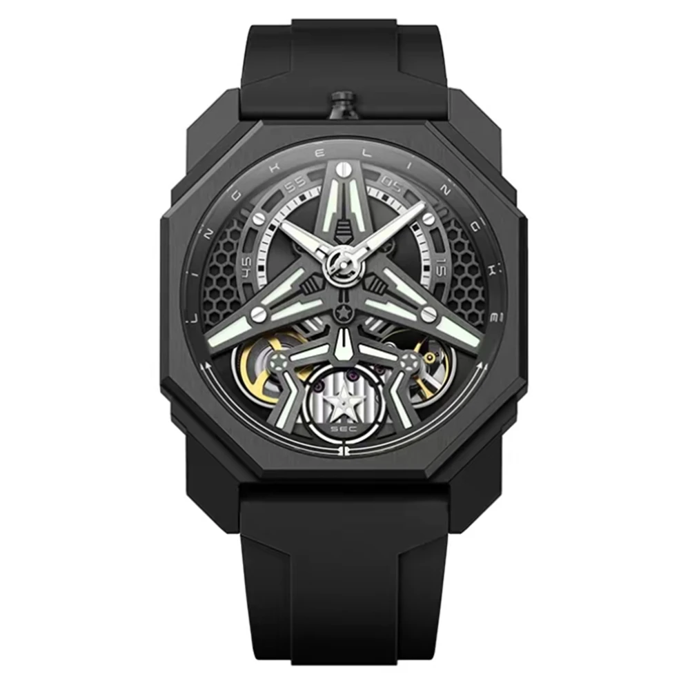 Orologi automatici per uomo Fashion Skeleton Watch Luxury 42mm orologi da polso meccanici LINGKE orologi luminosi stile giovane tendenza