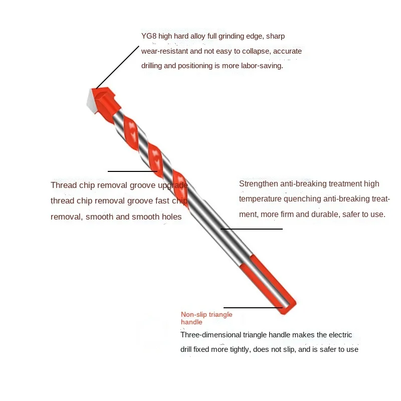wiertla otwornica 3/4/5/6/7/8/10/12mm wiertła wielofunkcyjne trójkątne wiertła do płytka ceramiczna betonowe szkło marmur Metal Wood Hole Opener