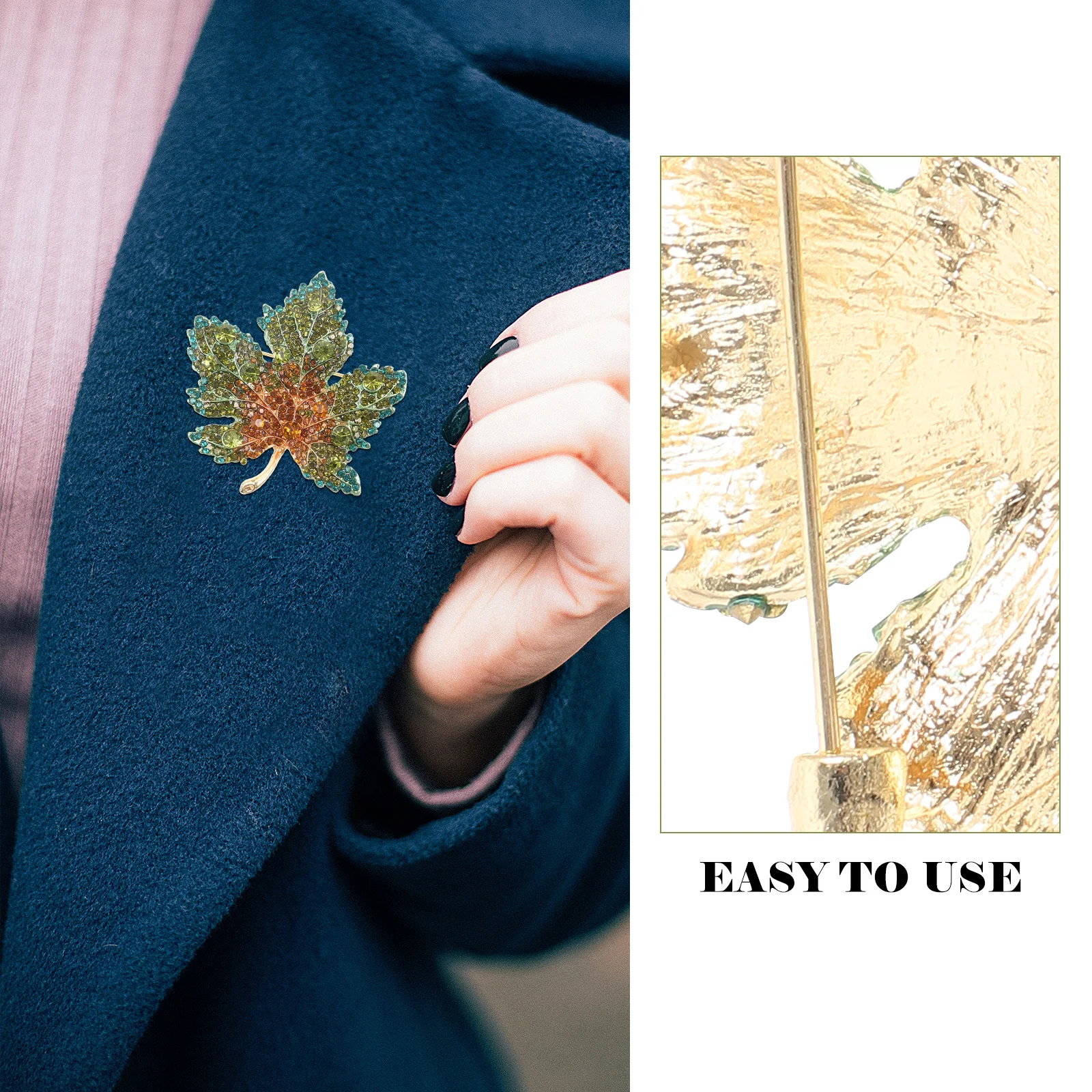 Broche de hoja de arce, broche de cristal para otoño, Clip para ropa, joyería, insignia de aleación para mujer, broches de otoño para mujer, decoración de agradecimiento