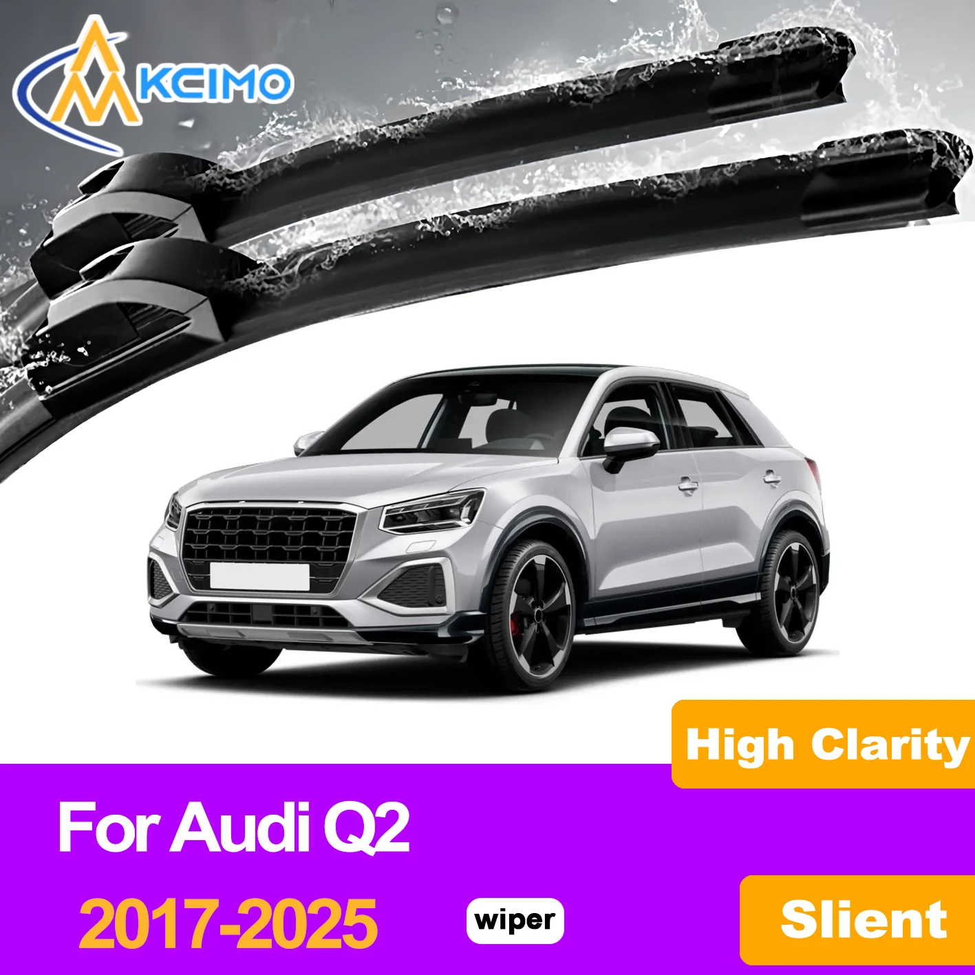 

KCIMO 2PCS Front Windshield Wiper Blades For Audi Q2 2017-2025, Superior Wiping Efficiency Eliminates Rain Drops & Sleet