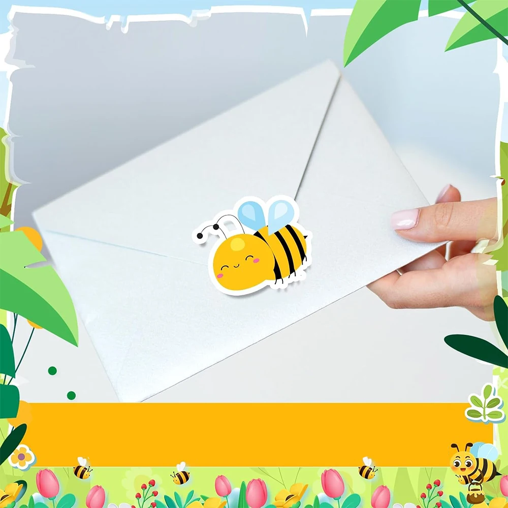 500 PCS การ์ตูนน่ารัก Bee ซีลป้ายสติกเกอร์ Kawaii สัตว์สติกเกอร์ม้วนสําหรับเด็กรางวัล Decals ของขวัญ DIY สมุดภาพโทรศัพท์กระเป๋าเดินทาง