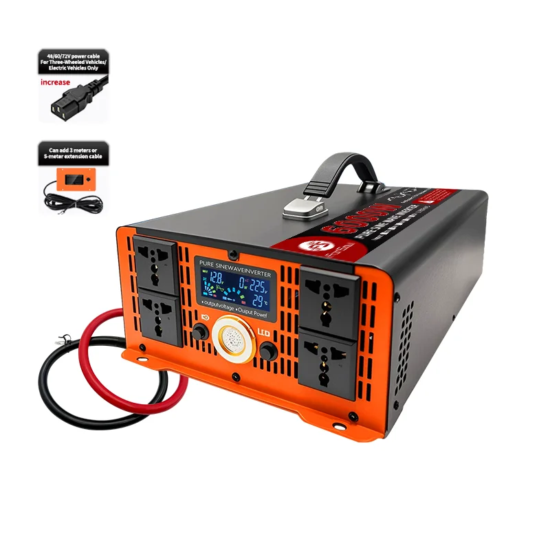 Fonsoul 3500W High Efficiency Pure Sine Wave Power Inverter DC 12V/24V/48V AC 110V for Automotive & Home Use