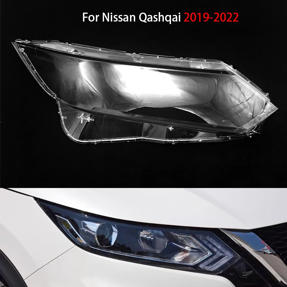 

For Nissan Qashqai 2019-2022 Headlamps Lens Glass Shell Masks Transparent Lampshade Shade Car Front Headlight Cover