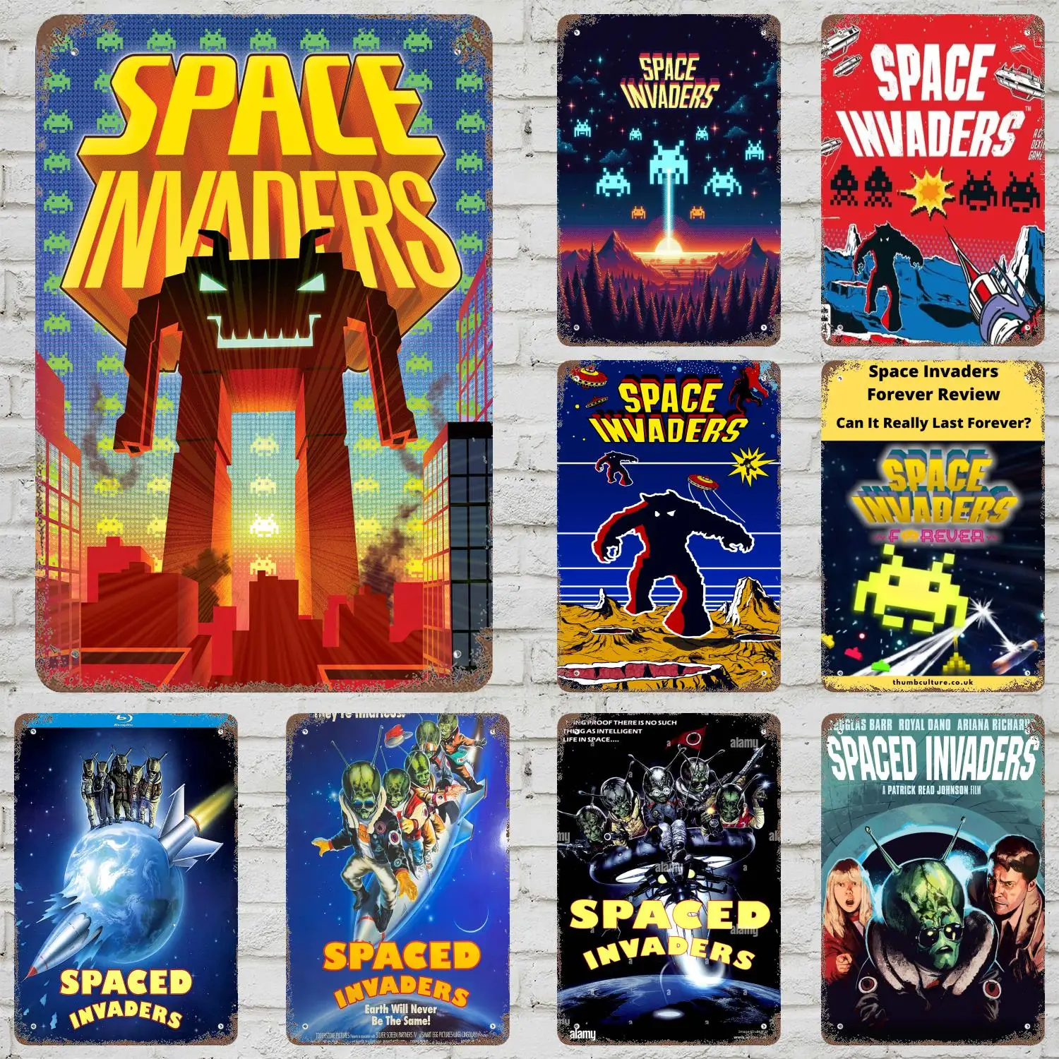 

MINISO Spaced Invaders Classic Poster Rusty Metal Plaque Retro Decorative Plate Bar Cave Garage Metal Sign Wall Decoration