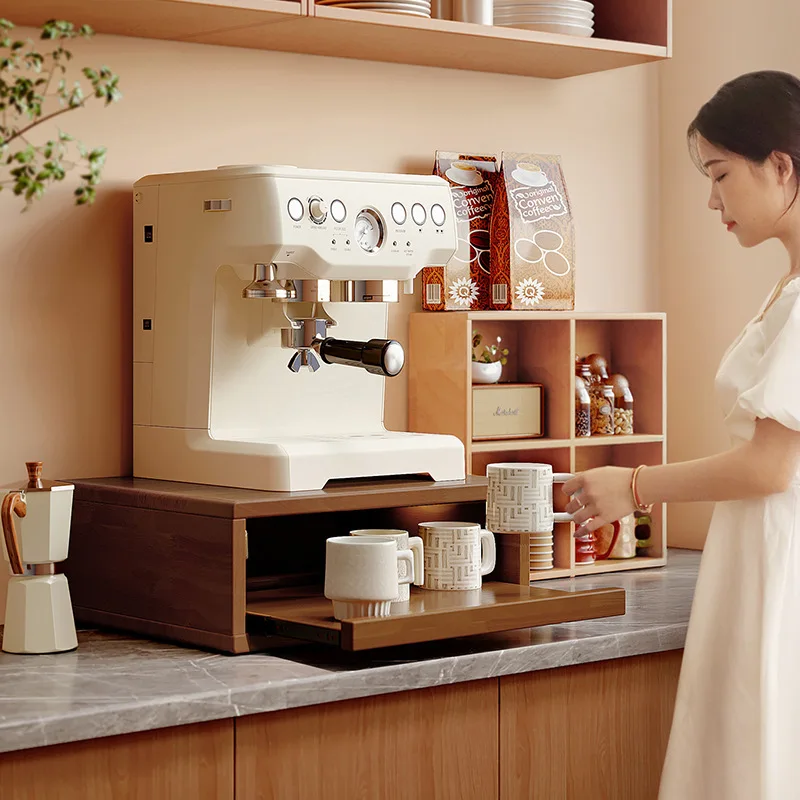 Solid wood  holder Coffee machine storage heightening rack Coffee cup storage rack Desktop holder Drawer