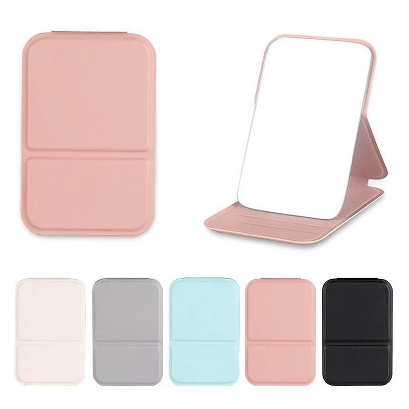 Hand-held Desktop Stand Mirror High Definition Folding Makeup Mirror Light Weight Easy To Carry Vanity Mirror Cosmetic Tools