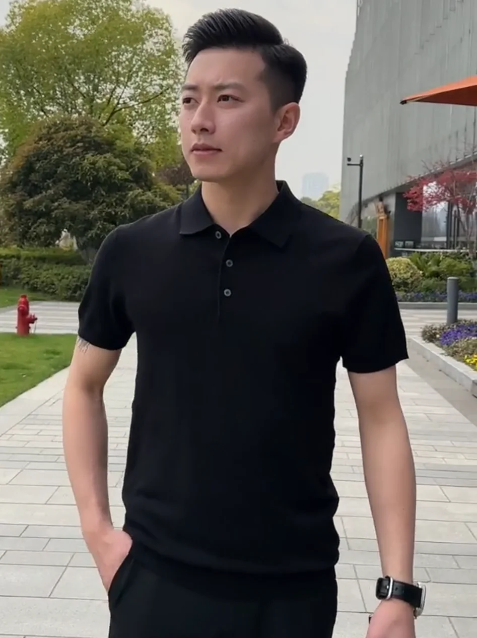 

Футболка Slim Fit с коротким рукавом, новая коллекция Весна-Лето, модная, повседневная, универсальная, трендовая, деловая, с круглым вырезом, антибактериальная