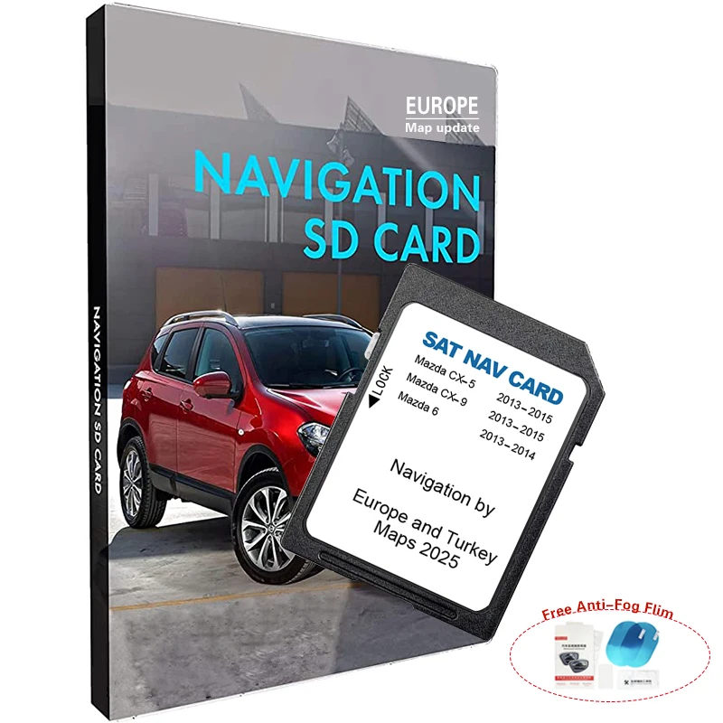 

8GB EU Turkey UK GPS Map for Mazda 6 CX5 CX9 2025 Car Navigation SD Card Sar Navi Update Free Anti Fog Flim