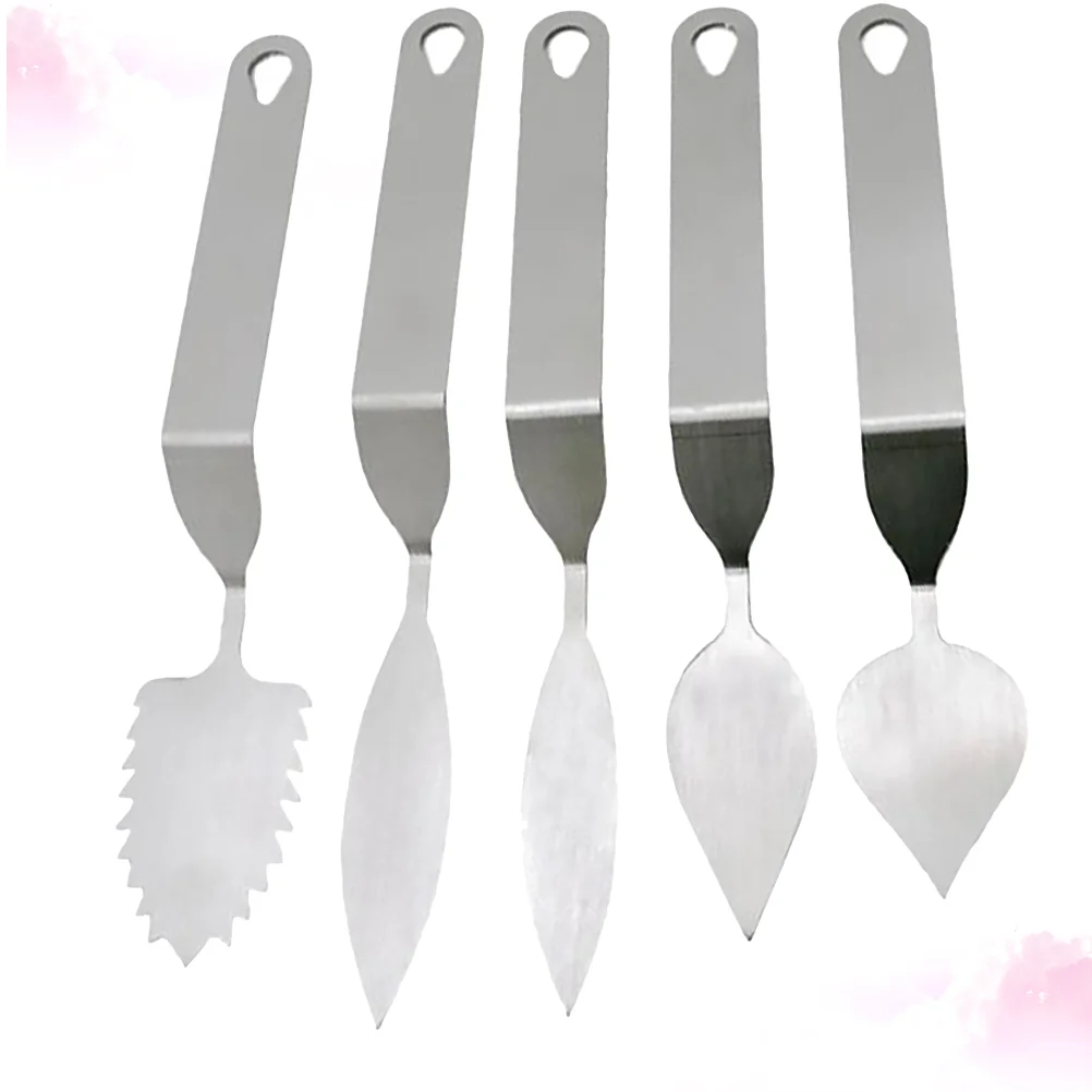 

5 Pcs Mousse Cake Tool Leaf Chocolate Stainless Steel Scraper Baking Spatula