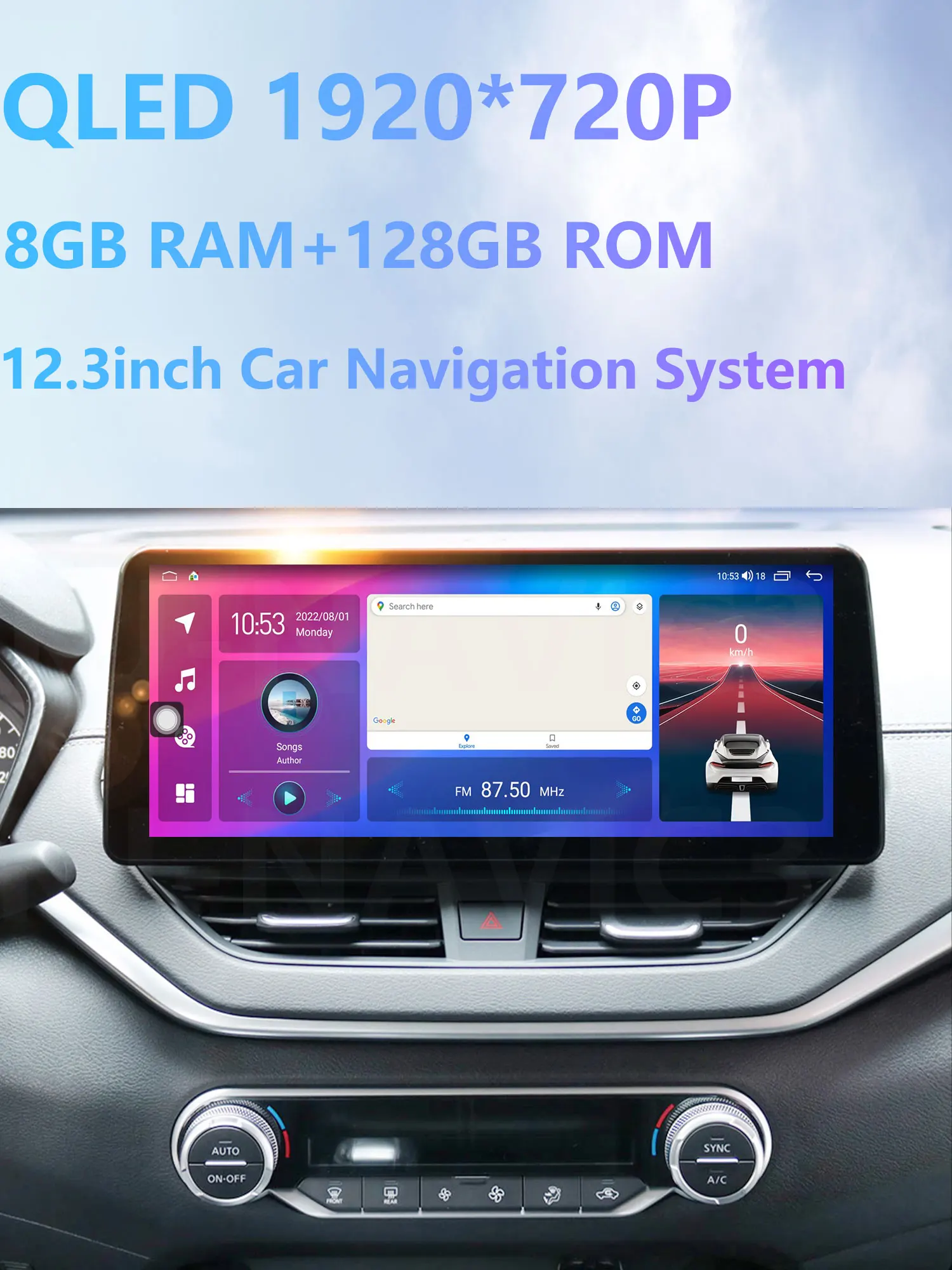 12.3 INCH For Changan Hunter F70 2019-2021 Android OS 4G Car Radio Player Navigation GPS Octa Core 8G+128G Radio Multimedia