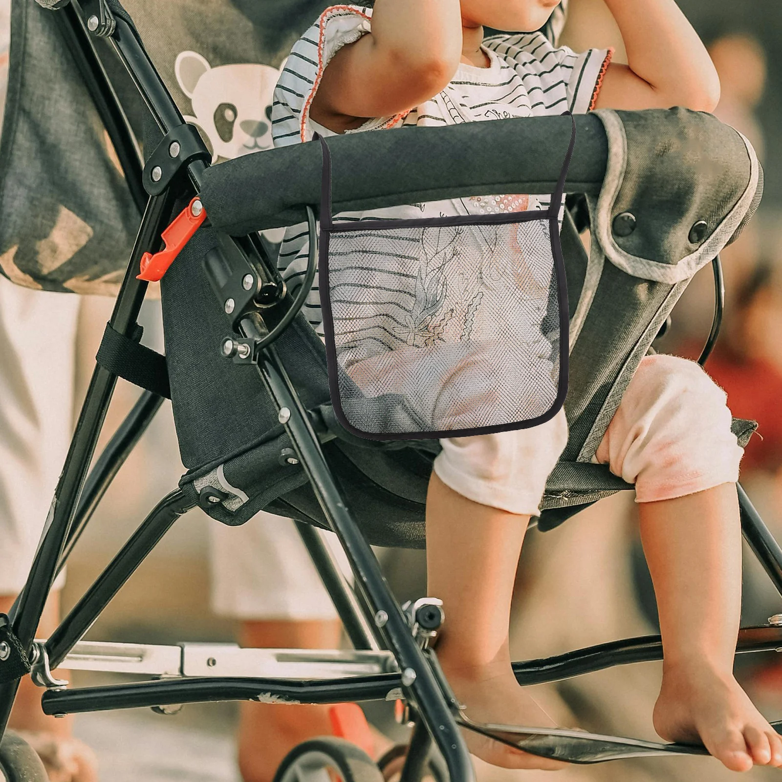 

2Pcs Stroller Storage Bag Durable Hanging Mesh Pouch Portable Organizer for Baby Essentials Diapers Rattles Baby Stroller Bags