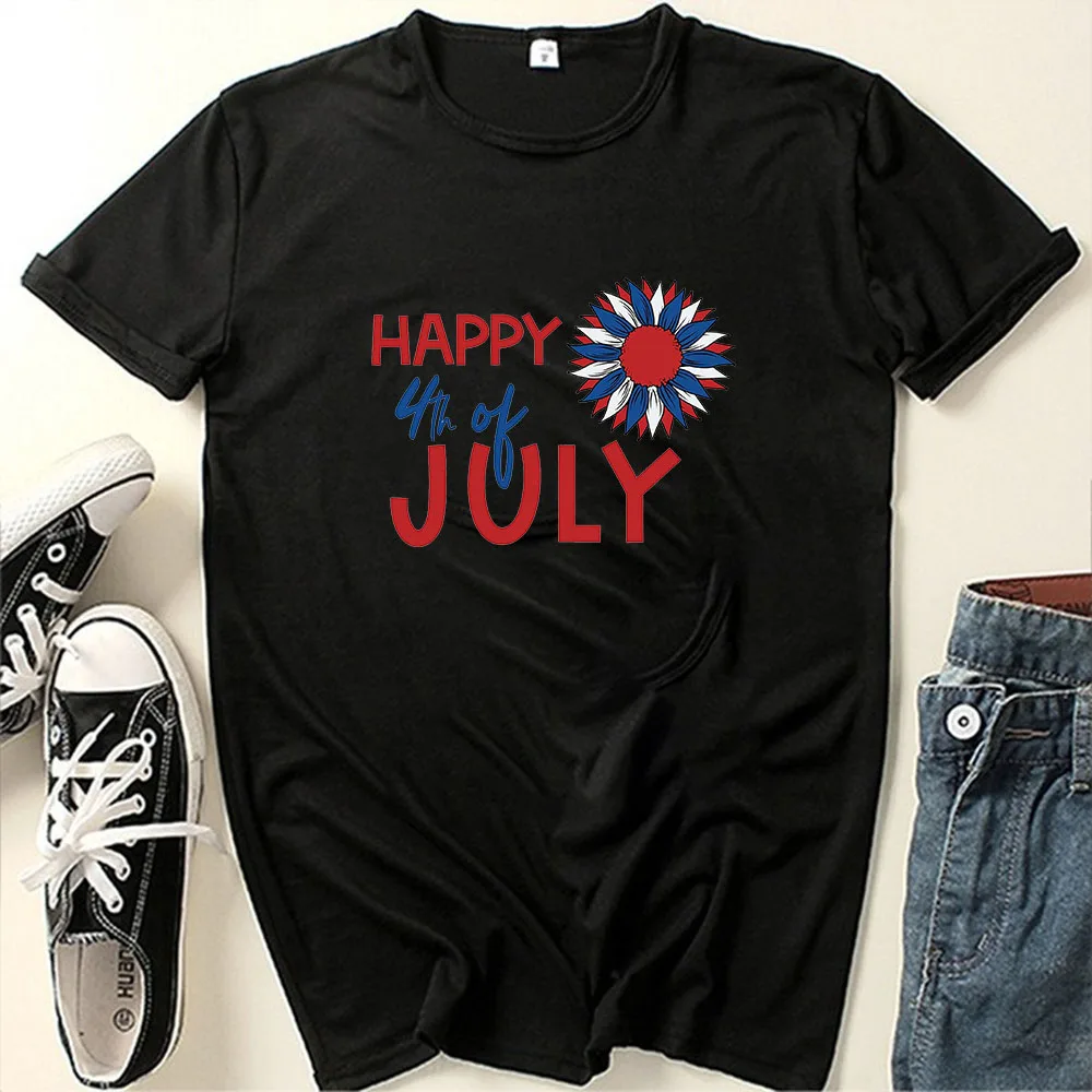 Seeyoushy HAPPY 4TH OF JULY Liberation Day Independence Day Printed T-shirt Summer Fashion Women's T-shirt 90s Streetwear Y2K