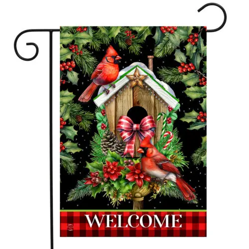 Briarwood Lane Holiday Birdhouse Garden Flag