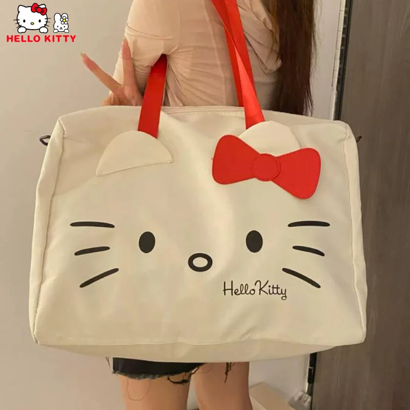 Hello Kitty Travel Bags Women Handbag Kawaii Foldable Waterproof Large Capacity Luggage Bag Storage Bag Tote Bag Hot Pink