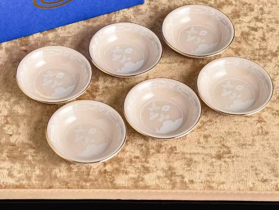 6pcs a set 7.3*7.3*2cm Porcelain Seasoning Plate Dipping Plates Sauce Dish Dishes