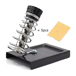 Double Tube Spring Soldering Iron Stand Holder with 5pcs Sponges for Electric High  Temperature Resistance Welding Accessories