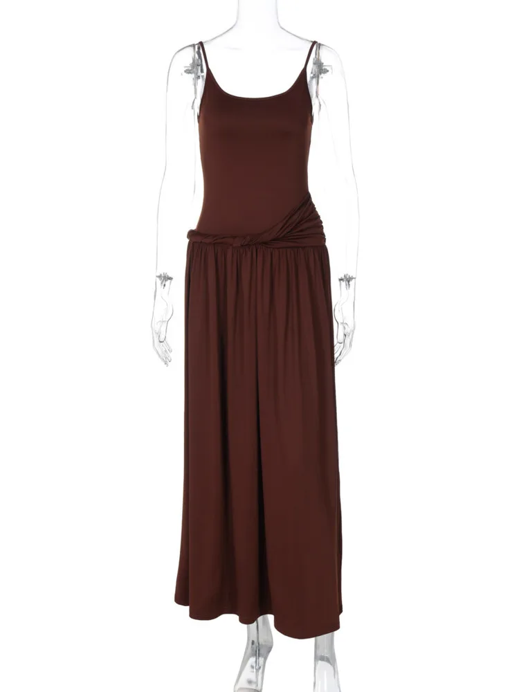 القطب الشمالي مثير السباغيتي حزام عارية الذراعين فستان نحيل المرأة 2025 صيف جديد خارج فستان باكتاف مفتوحة فستان طويل أنيق Bodycon Vestidos