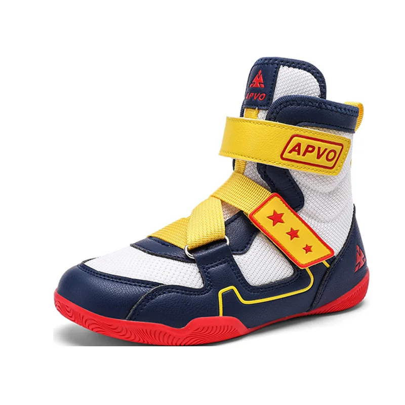 

Kid High Tube Boxing Training Boots Size 31-36 Hook Loop Children's Training Comfortable Wrestling Shoes Professional Squat Shoe