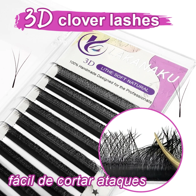 Lakanaku 3D W Lash Extension Volume Fluffy 6D W Eyelash Premade Fans Clover Cilia Eyelash