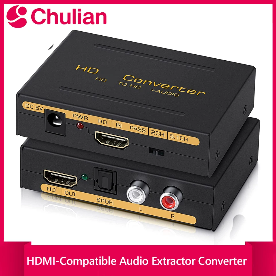 HDMI-Compatible Audio Extractor HD+ Audio Converter with SPDIF RCA L/R Stereo for Fire Stick Xbox PS5 3D HDCP2.2 18Gbps Support