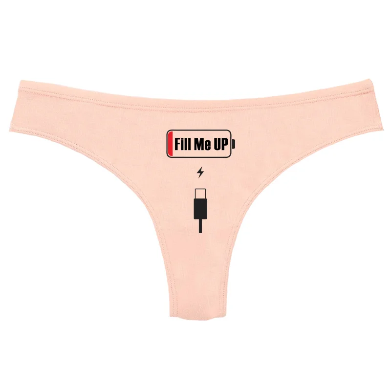 FILL ME UP Please Charge G-string Women's Cotton Thong Breathable Comfortable Female Underwear Girls Hot Panties Sexy Lingerie - view 5