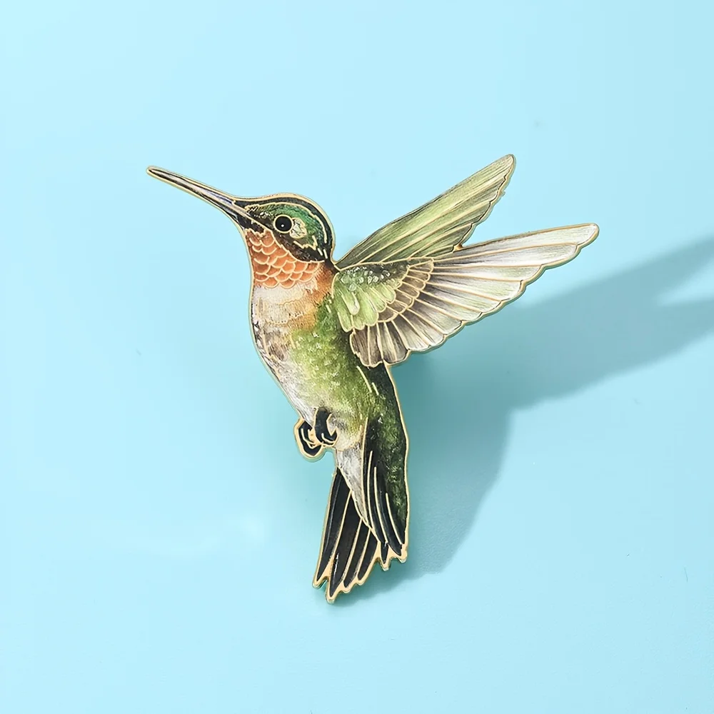 1 Stück grüne Kolibri-Emaille-Brosche | Modische Dekorative Anstecknadel, Lässiger Stil, Zinklegierung-Material, Kawaii-Pin, Emaille-Pin – Detail 4