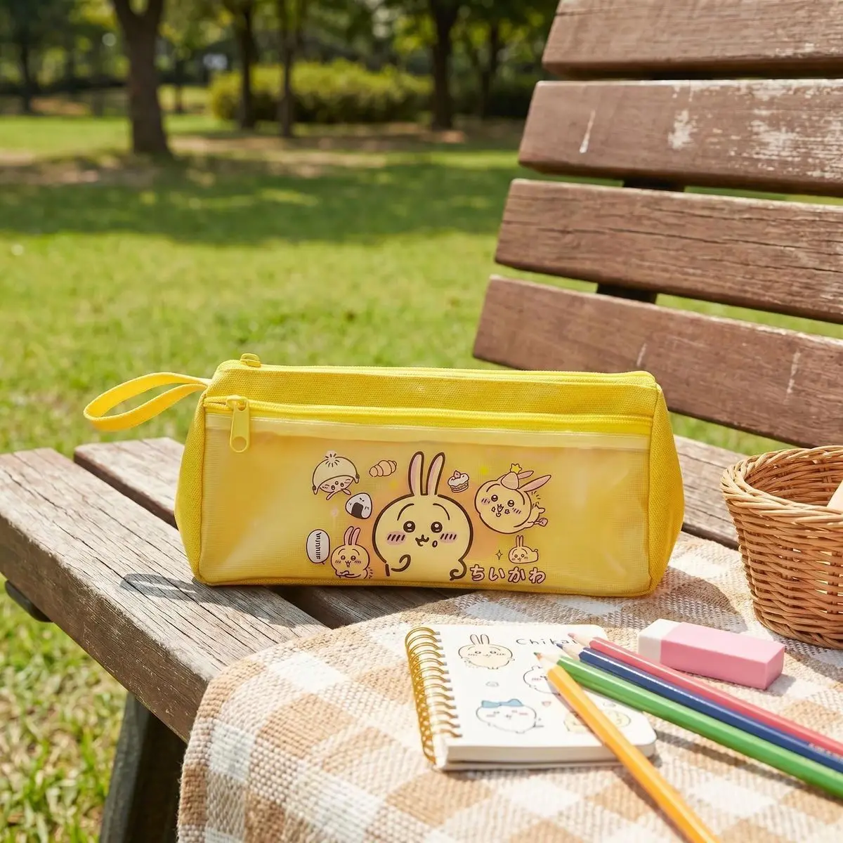 Chiikawa Cute Cartoon Large Capacity Printed Pencil Bag Student Girl Heart Storage Pencil Bag Portable Storage Pencil Bag