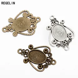REGELIN 20pcs/lot Antique Bronze/Antique Silver Cabochon Blank Base Inner 14*10 MM Tray Charm Pendant DIY Metal Jewelry Findings