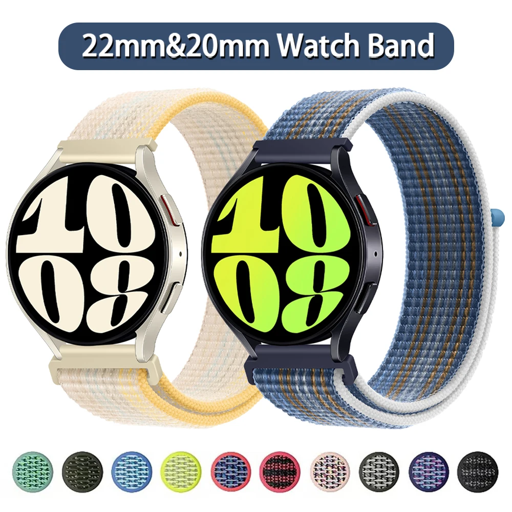 Nylon Loop Band For Samsung Galaxy Watch 6 4 classic/5 Pro/active 2/3/Gear S3 20mm/22mm Bracelet Huawei watch GT 2e 3 pro strap