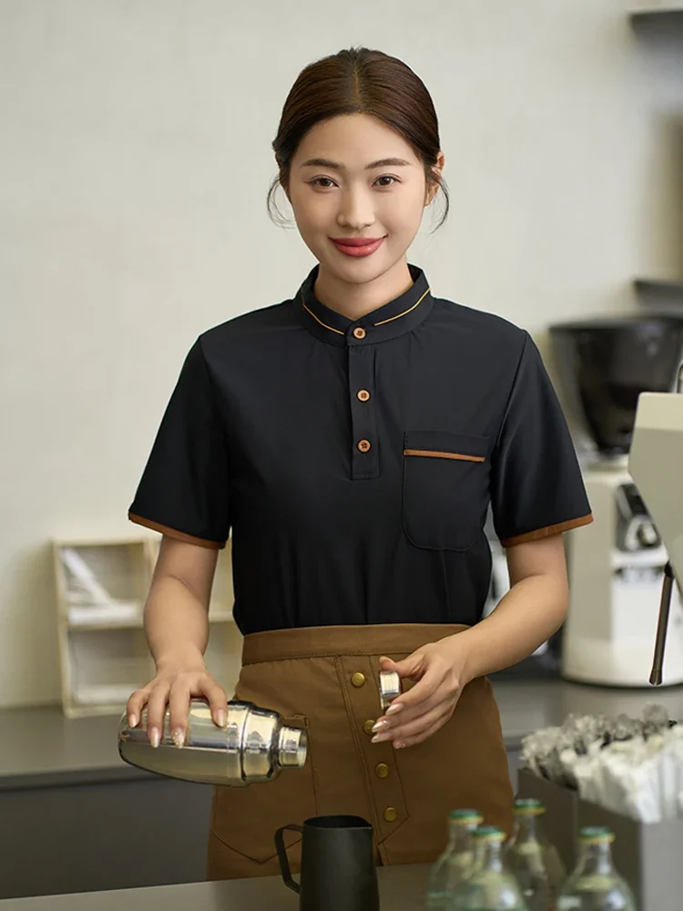 夏の女性のジャケット西洋レストランケータリング服ホテル男性制服カフェショップ女性ウェイター作業服通気性シャツ