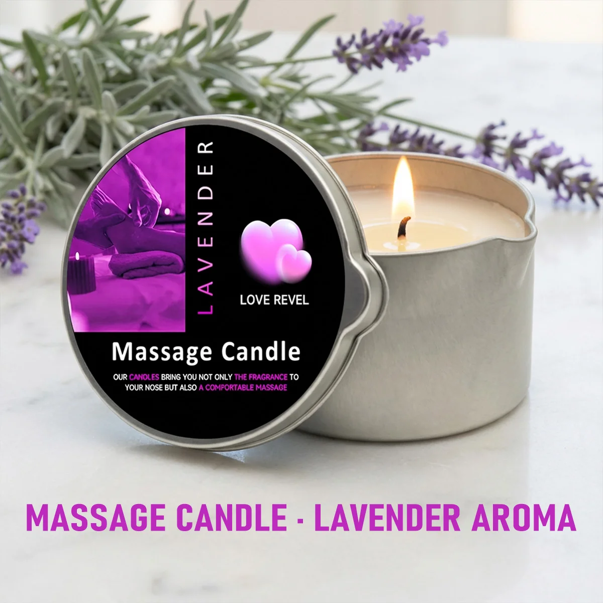Massage Oil Candle Lavender 2oz Aromatherapy Candles with Soy Wax Moisturizing - Christmas Home Decoration Candle Holders Gift