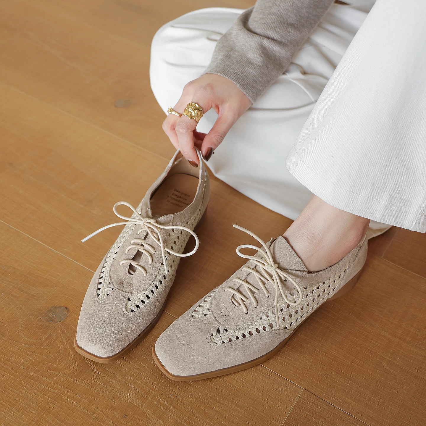 

Genuine Leather Cowhide Suede Women's Sandals,Breathable Hollow out Lace-Up Women Shoes