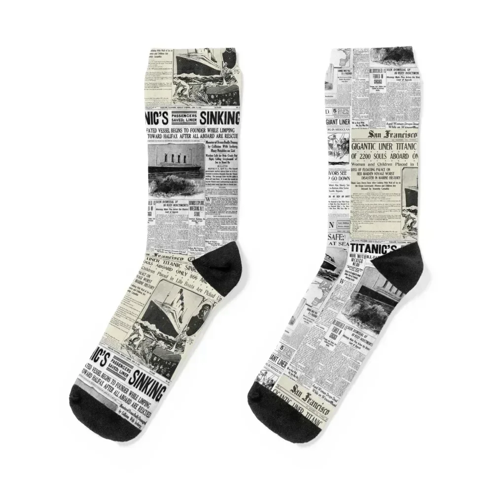 

The Sinking of the Titanic - Newspaper Collage Socks designer brand Sports cute halloween Woman Socks Men's