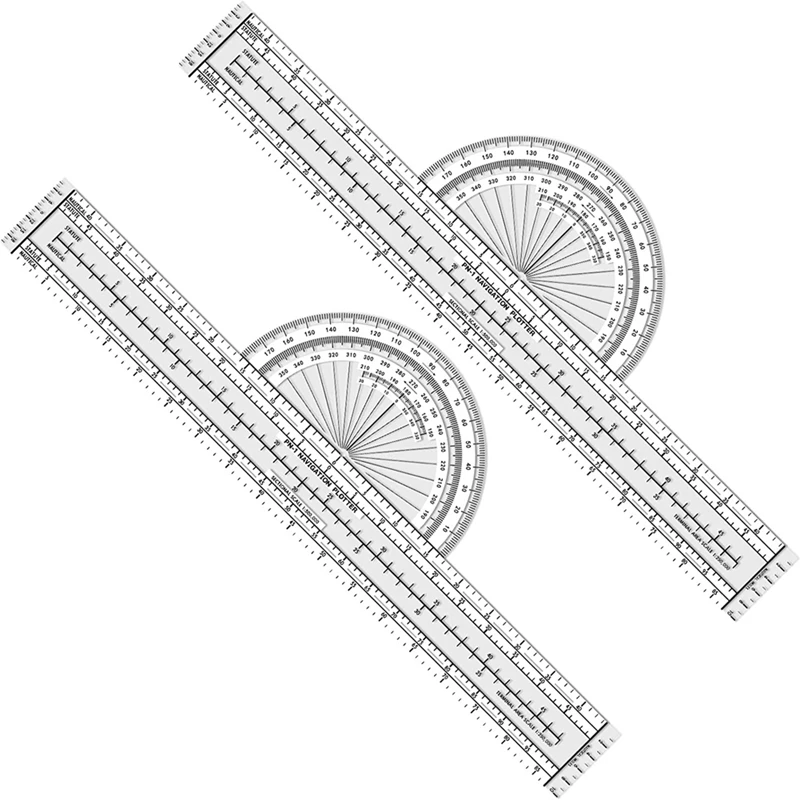 2 Piece Plotter Plotting Tool Aviation Plotter WAC Charts Air Navigation Plotter Pilot Accessories Plastic For Pilots Navigation