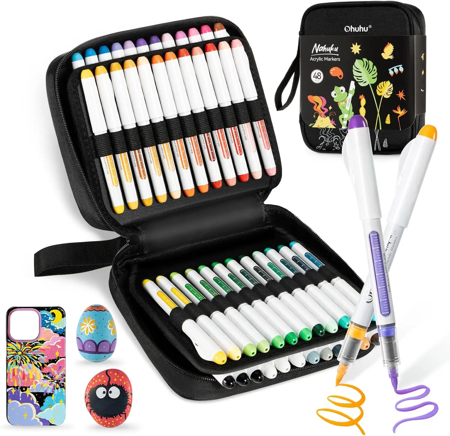 Ohuhu Nahuku Direct-inkt acryl markers Acrylverf markers Directe vloeistof Flexibele borstelpunt Hoge opaciteit verfpennen Lichtecht