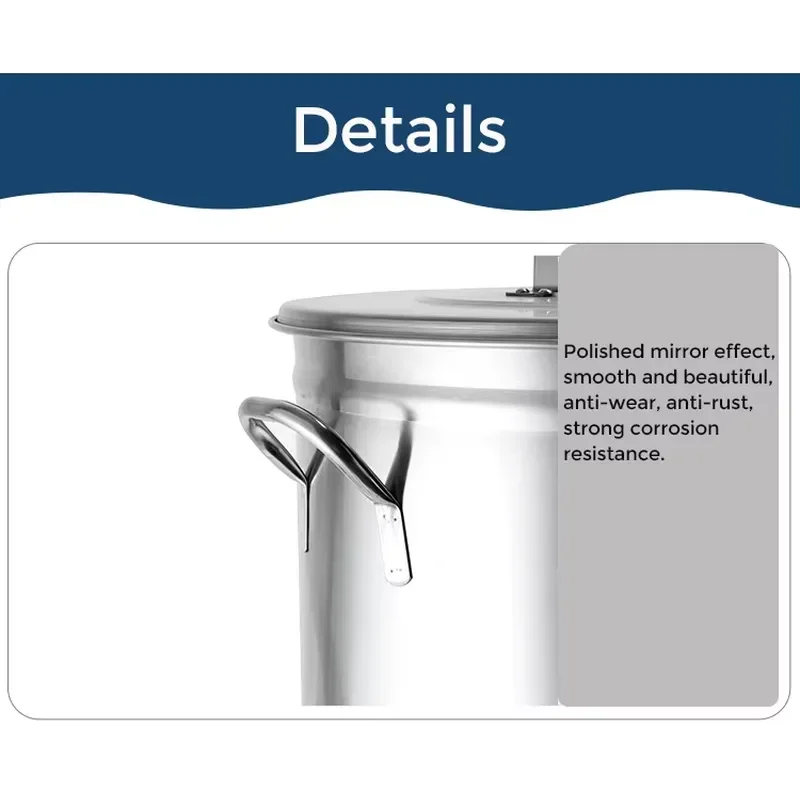 50L 100L Stainless Steel Trash Can Commercial Kitchen Waste Bin Large Capacity Removable Garbage Container for Restaurant
