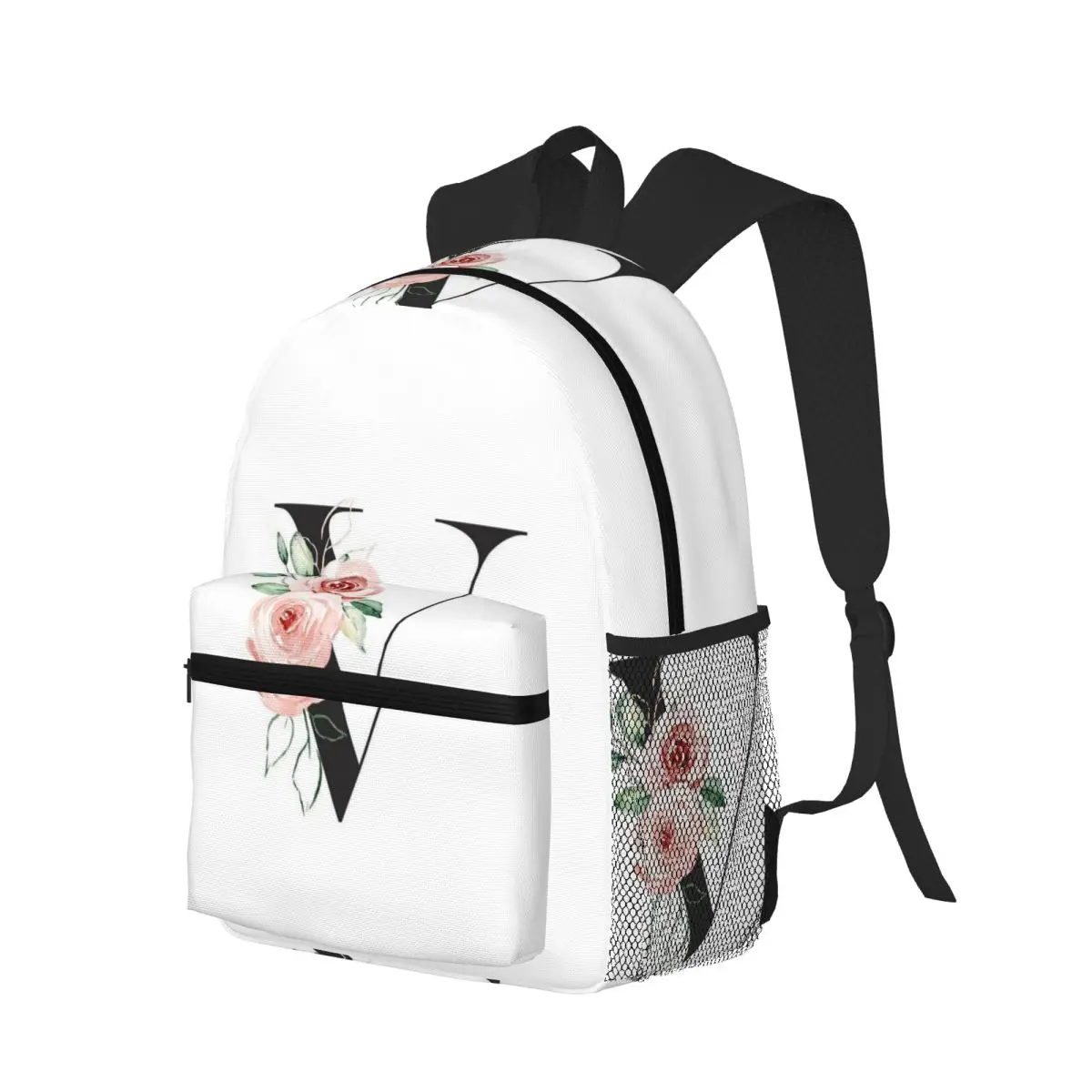 

Flowers V Letters Pattern Student Backpack School Bag Hiking Travel Daypack for Men Women Bookbag Shoulder Bags