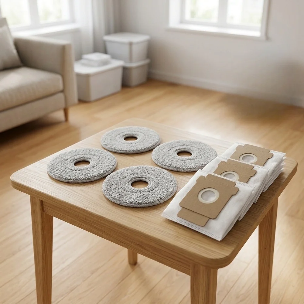 Mop Cloth & Dust Bag Kit For Roomba Plus 415X, Combo= 415/515/575/516/576 Clog-Free Bags & Microfiber Pads Replacement