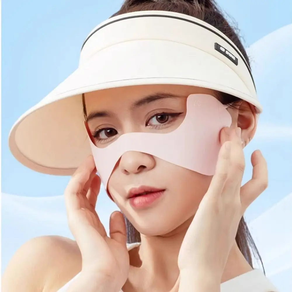 Солнцезащитный шарф для лица, ледяная шелковая солнцезащитная маска, тонкий нейлоновый летний чехол для лица, однотонная дышащая маска для лица, гнини для езды на велосипеде