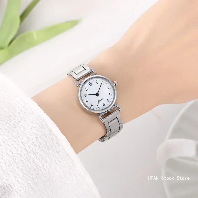 Relojes de pulsera de lujo para mujer, reloj de cuarzo analógico a la moda, correa de acero inoxidable, reloj de pulsera Digital informal para mujer